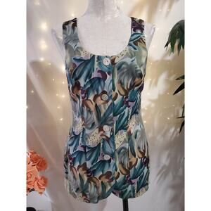 Rampage Vtg Y2K Deadstock Shell Button Crossback Tank Top Womens Size M Floral